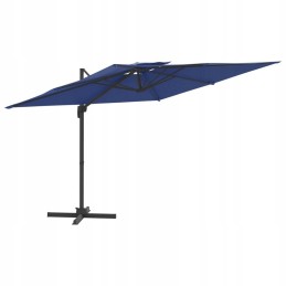 Hanging umbrella with double canopy, azure, 300x3