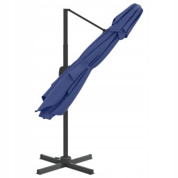 Hanging umbrella with double canopy, azure, 300x3