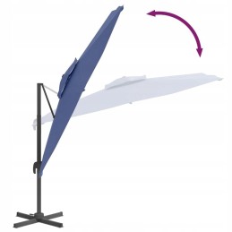 Hanging umbrella with double canopy, azure, 300x3
