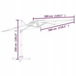 Hanging umbrella with double canopy, azure, 300x3