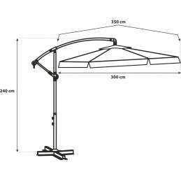 Lehmann grey 350 x 240 cm cantilever parasol + ebook - how to care for your garden - effective tips