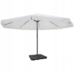 Garden umbrella, height 3.25 m, diameter 5 m, aluminum/steel, white, water resistant, with rubber