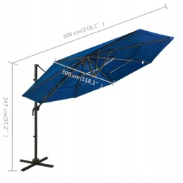 Large foldable garden umbrella adjustable 3x3 m