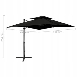 Folding garden umbrella on a solid pole for a terrace, garden, balcony 250x250cm