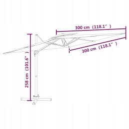 Folding garden umbrella on a solid pole for a terrace, garden, balcony, 300x300cm