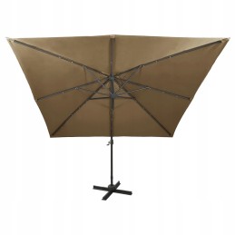 Sodo skėtis sulankstytas ant tvirto stulpo terasai, sodui, balkonui, LED, 300 cm