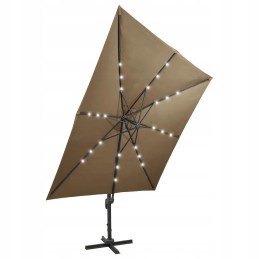 Sodo skėtis sulankstytas ant tvirto stulpo terasai, sodui, balkonui, LED, 300 cm