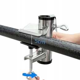 Balcony umbrella holder for table railing, solid attachment