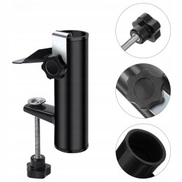 Balcony umbrella holder for table railing, solid attachment