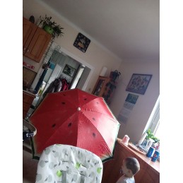 Folding sun umbrella 180cm garden balcony with tilt function watermelon