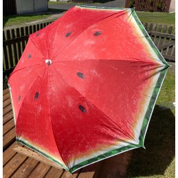 Folding sun umbrella 180cm garden balcony with tilt function watermelon