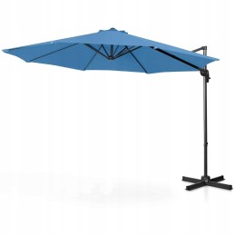Sky blue garden umbrella with side crank 300 x 290cm upf 50+