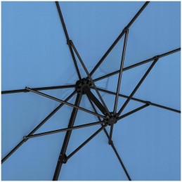 Sky blue garden umbrella with side crank 300 x 290cm upf 50+