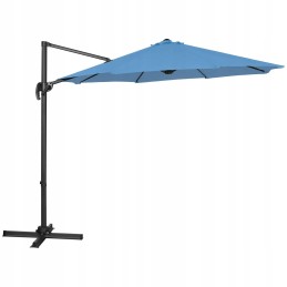 Sky blue garden umbrella with side crank 300 x 290cm upf 50+