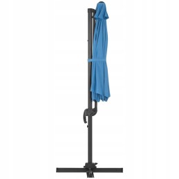 Sky blue garden umbrella with side crank 300 x 290cm upf 50+
