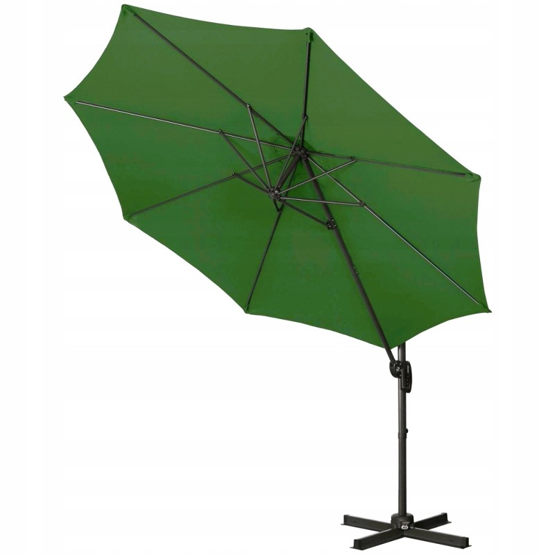 Hanging garden umbrella green 300cm upf 50 tilting on side arm