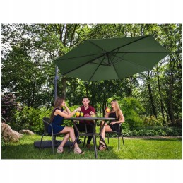 Hanging garden umbrella green 300cm upf 50 tilting on side arm