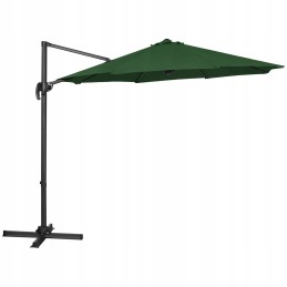 Hanging garden umbrella green 300cm upf 50 tilting on side arm