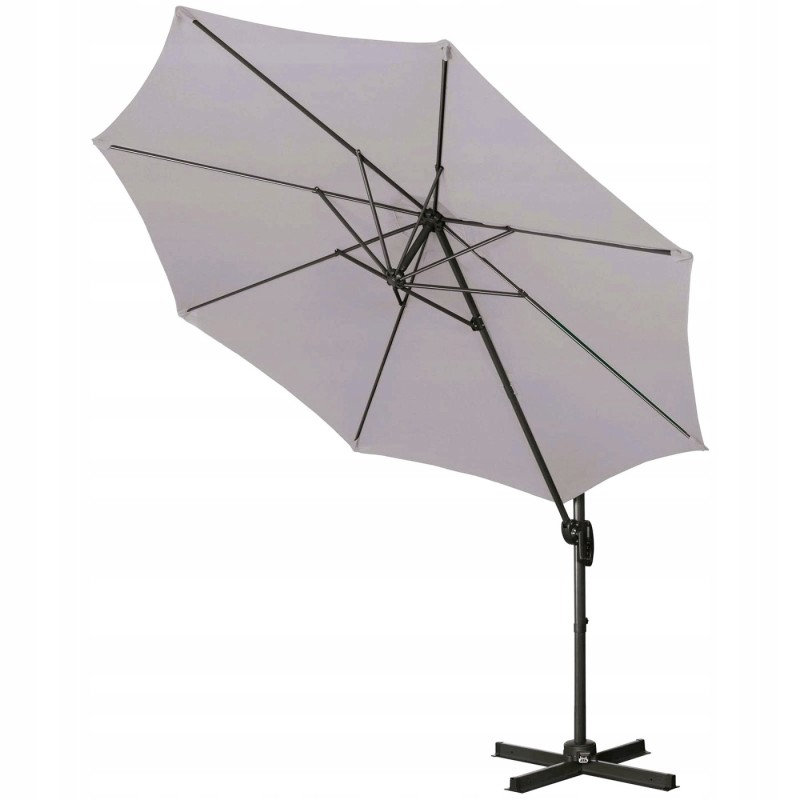 Garden parasol with side arm for garden terrace 300 x 290 cm gray