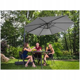 Garden parasol with side arm for garden terrace 300 x 290 cm gray