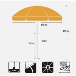 Sekey beach umbrella 160cm diameter orange for the beach with cover