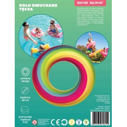 Dr delfinas pripučiamas plaukimo žiedas vaivorykštė xl 80cm