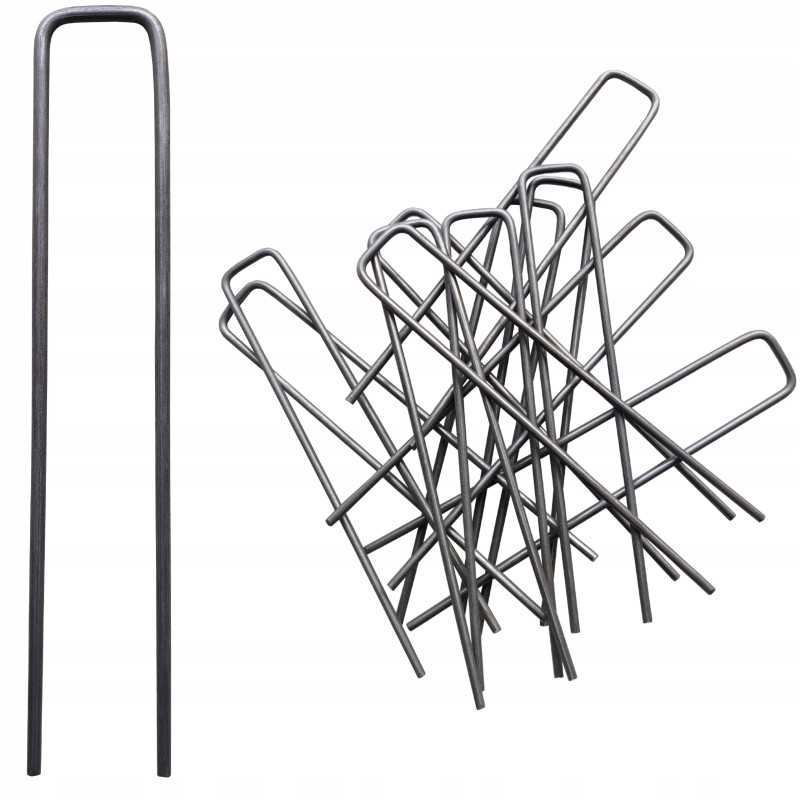 Metaliniai smeigtukai įvairių tipų agrotekstilei, agrotekstilei ir geotekstilei tvirtinti prie žemės, taip pat smeigtukai kurmių