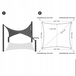 Šešėlis burės sodo skėtis vandeniui atsparus stačiakampis tentas 3x2m