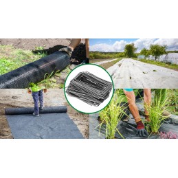 Metaliniai kaiščiai agrotekstilei, tvirtai geotekstilei, 15 cm, 100 vnt.