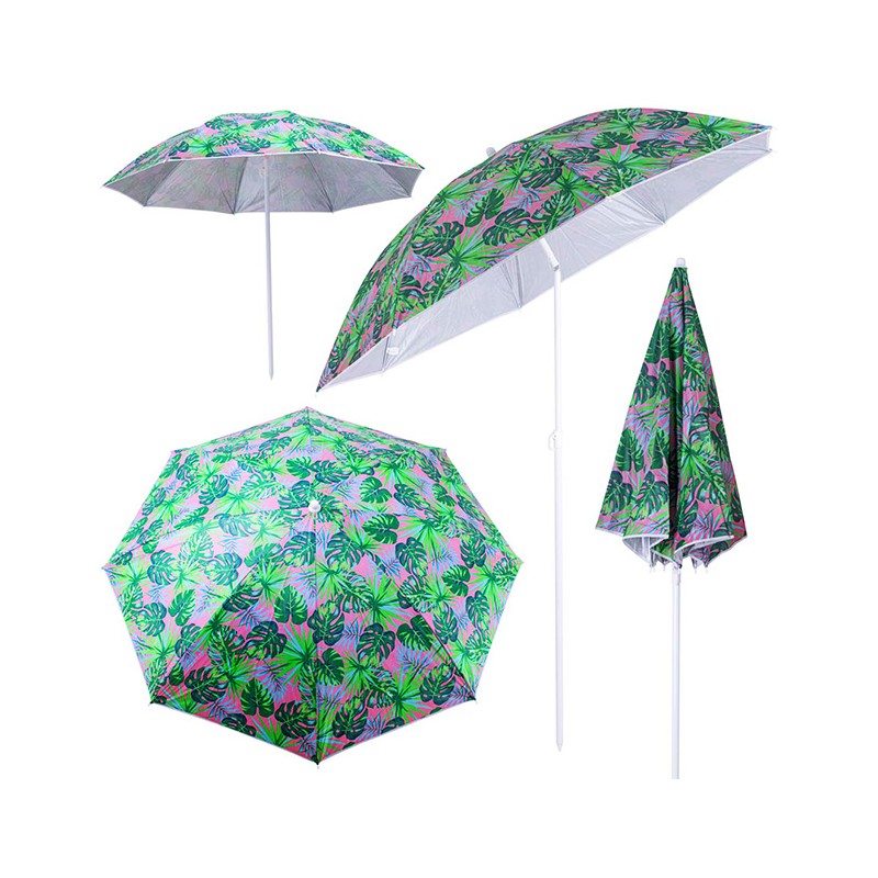 Reguliuojamas paplūdimio sodo skėtis, 150 cm, nulaužtais lapais