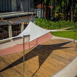 47546 saulės burė 3 6 x 3 6 x 3 6 m ekru terasa