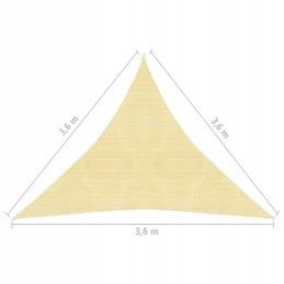 HDPE trikampė sodo burė 3,6x3,6x3,6 m, smėlio spalvos