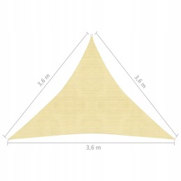 HDPE trikampė sodo burė 3,6x3,6x3,6 m, smėlio spalvos
