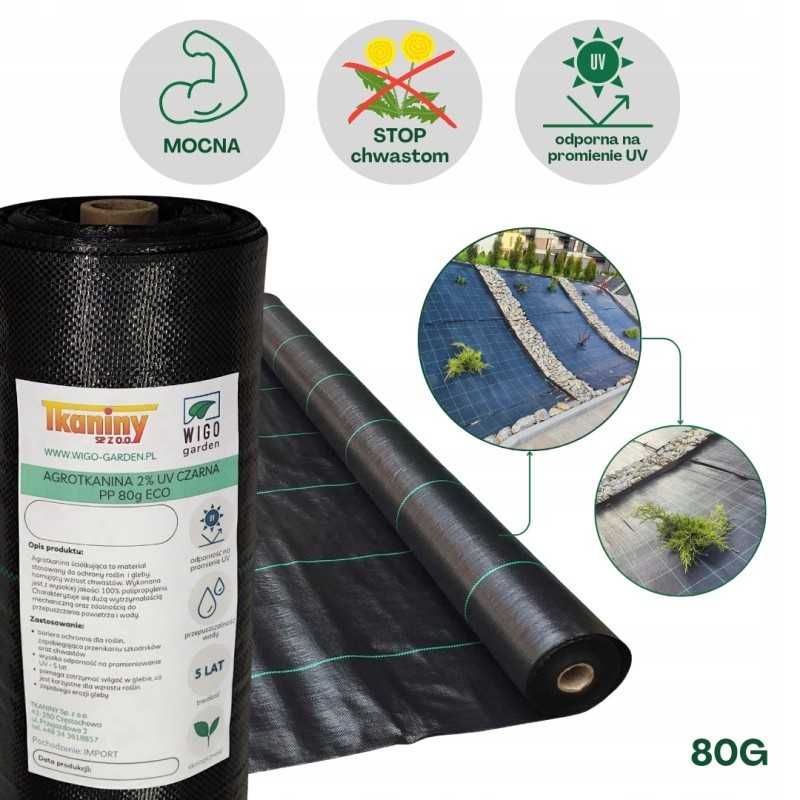 Agrotkanina juoda eko pp uv 80g m2 160cm 10mb