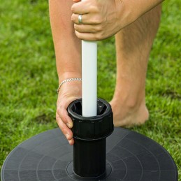 Apvalus baltas sodo skėčio pagrindo stovas