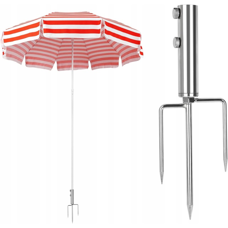 Skėčio stovo kaištis - reguliuojamas paplūdimio stovas, puikiai tinka vėjui ir minkštam smėliui!