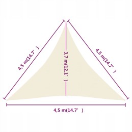 HDPE šešėlinė burė, kreminė, 4,5x4,5x4,5 m