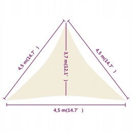 Šešėlių burė, 160 g/m², kreminė, 4,5x4,5x4,5 m, HDPE