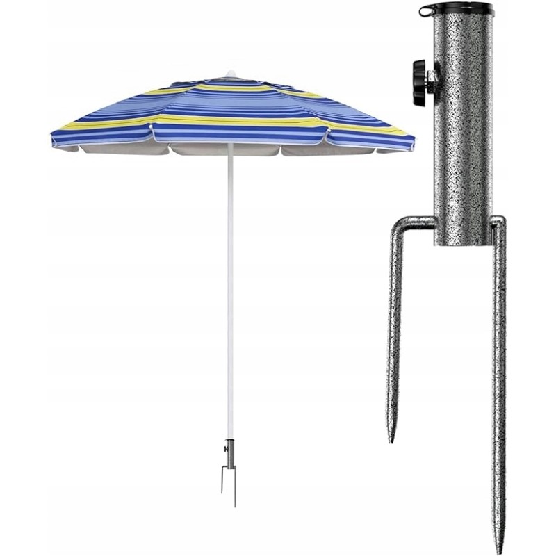 Kolek stovas skėčiui įvažiuoti į žemę, reguliuojamas paplūdimio stovas