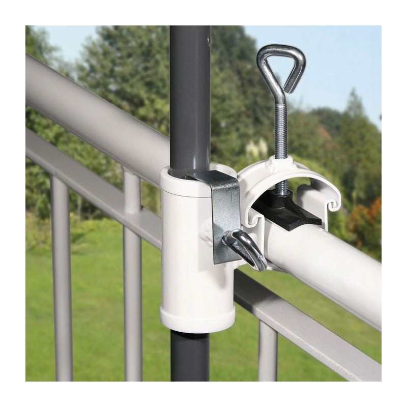 Skėčio laikiklis turėklams iki 35 mm, baltas