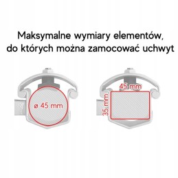 Skėčio laikiklis turėklams iki 35 mm, baltas