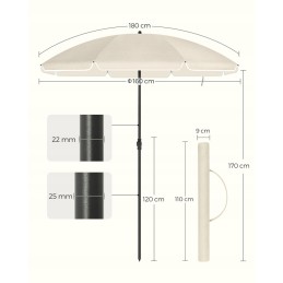 Sodo skėtis 160 x 196 cm smėlio spalvos