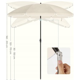 Reguliuojamas sodo paplūdimio skėtis, smėlio spalvos, UV apsauga iki UPF 50+