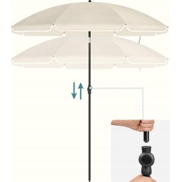 Reguliuojamas sodo paplūdimio skėtis, smėlio spalvos, UV apsauga iki UPF 50+