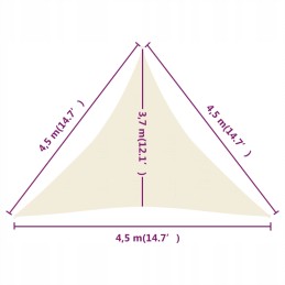 Vidaxl saulės burė 160 g m2 kreminė 4 5x4 5x4 5 m HDPE