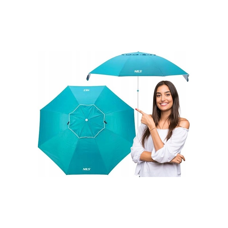 ⚡nc7822 turkio spalvos paplūdimio skėtis xl 220 cm nils camp⚡