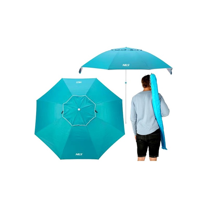 ⚡nc7822 turkio spalvos paplūdimio skėtis xl 220 cm nils camp⚡