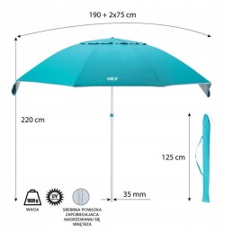 Nc7822 turkio spalvos paplūdimio skėtis XL 220 cm Nils Camp