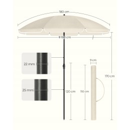 Sodo skėtis 160 x 196 cm smėlio spalvos