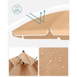 Songmics paplūdimio skėtis, ø 160 cm, sodo skėtis, UV apsauga iki UPF 50+, sulankstomas, apsauga nuo saulės, nešiojamas, skėčio 